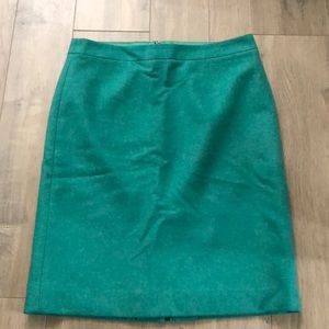 J Crew Wool Green Pencil skirt
